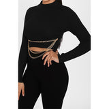 JODY LONG SLEEVE AUTUMN CROP SWEATER WITH METAL CHAINS